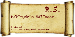 Mátyás Sándor névjegykártya
