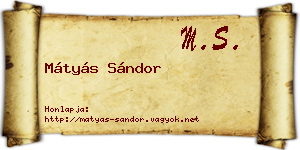 Mátyás Sándor névjegykártya
